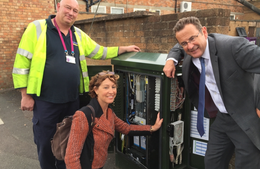 Rebecca with BT South West Partnerships Director and BT engineer