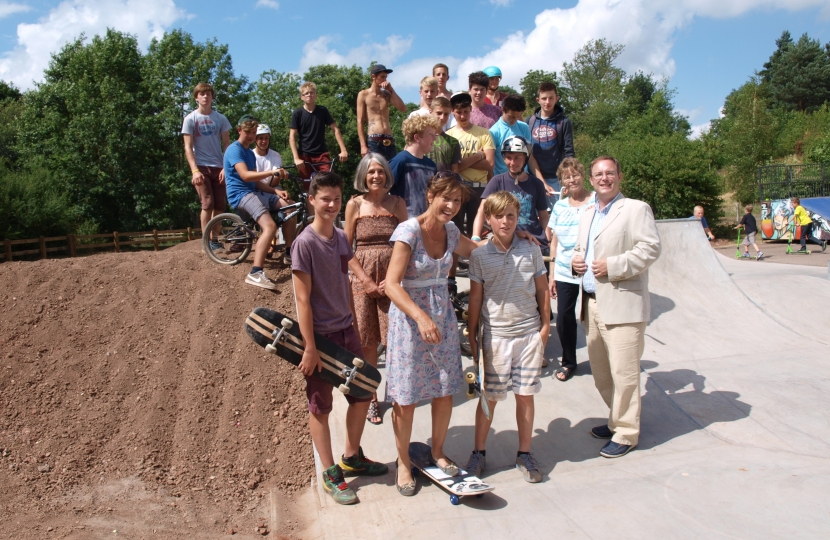 With young people and councillors at the Skatepark