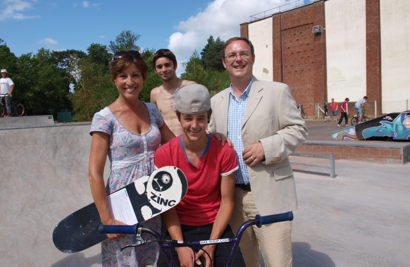 With young people and councillors at the Skatepark