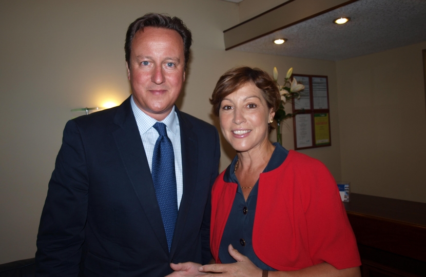 Prime Minister David Cameron with Rebecca Pow