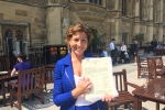 Rebecca Pow with Wellington Monument Petition