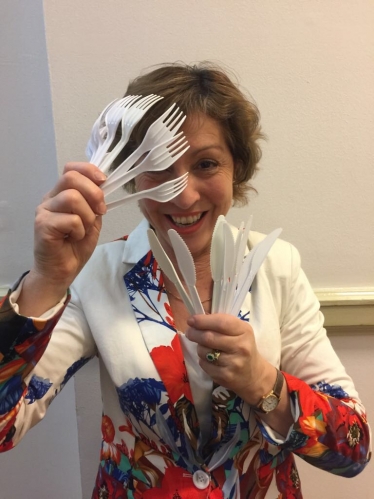 Rebecca Pow Pledges to cut down on plastic cutlery